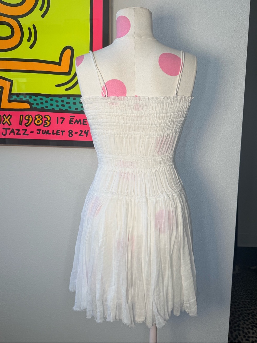 Free People FP One Lausanne Slip White Smocked Buttondown Sleeveless Dress Sz XS - Picture 8 of 16